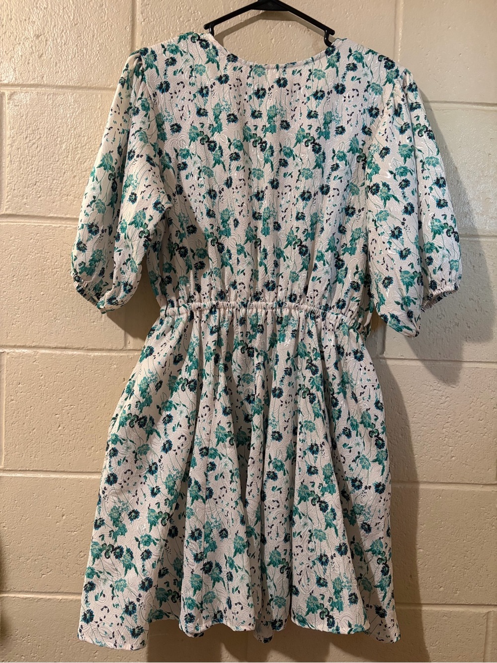 MELLODAY White Dress with Teal Floral Print